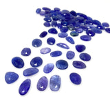 5 Pcs Large Tanzanite Rose Cut Cabochons, Loose Gemstones, Natural Tanzanite Rose Cuts, 13x8mm - 19x13mm