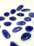 5 Pcs Rare Large Tanzanite Rose Cut Cabochons, Loose Gemstones, Natural Tanzanite Rose Cuts, 16x9.5mm - 25x17mm