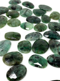 5 Pcs Large Natural Emerald Rose Cut Cabochons, Loose Gemstones, Ring Stones, 18x12mm - 26x21mm