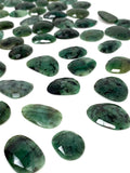 5 Pcs Large Natural Emerald Rose Cut Cabochons, Loose Gemstones, Ring Stones, 18x12mm - 26x21mm