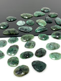 5 Pcs Large Natural Emerald Rose Cut Cabochons, Loose Gemstones, Ring Stones, 18x12mm - 26x21mm