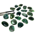 5 Pcs Rare Large Natural Emerald Rose Cut Cabochons, Loose Gemstones, Ring or Pendant Stones, 24x15mm - 33x25mm