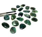 5 Pcs Rare Large Natural Emerald Rose Cut Cabochons, Loose Gemstones, Ring or Pendant Stones, 24x15mm - 33x25mm