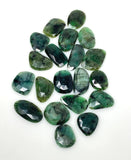 5 Pcs Rare Large Natural Emerald Rose Cut Cabochons, Loose Gemstones, Ring or Pendant Stones, 24x15mm - 33x25mm