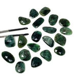 5 Pcs Rare Large Natural Emerald Rose Cut Cabochons, Loose Gemstones, Ring or Pendant Stones, 24x15mm - 33x25mm
