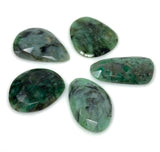 5 Pcs Rare Large Natural Emerald Rose Cut Cabochons, Loose Gemstones, Ring or Pendant Stones, 31x18mm - 37x27mm