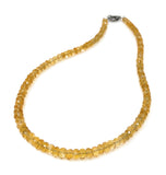 16” Citrine Necklace with Pave Diamond Clasp, Spiritual Healing Gemstone Jewelry, Crystal Beaded Chakra Necklace, November Birthstone Gifts