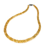 16” Citrine Necklace with Pave Diamond Clasp, Spiritual Healing Gemstone Jewelry, Crystal Beaded Chakra Necklace, November Birthstone Gifts