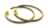 14K Gold Plated Diamond Hoop Earrings, Gold Plated over Sterling Silver Pave Diamond Hoop Earrings, Hoop Stud Earrings