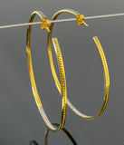 80mm/ 3” Gold Plated Diamond Hoop Earrings, 14K Gold Plated over Sterling Silver Pave Diamond Hoop Earrings, Large Hoop Stud Earrings