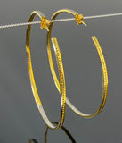 80mm/ 3” Gold Plated Diamond Hoop Earrings, 14K Gold Plated over Sterling Silver Pave Diamond Hoop Earrings, Large Hoop Stud Earrings
