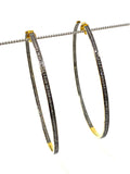 80mm/ 3” Gold Plated Diamond Hoop Earrings, 14K Gold Plated over Sterling Silver Pave Diamond Hoop Earrings, Large Hoop Stud Earrings