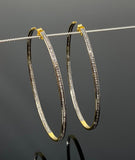 80mm/ 3” Gold Plated Diamond Hoop Earrings, 14K Gold Plated over Sterling Silver Pave Diamond Hoop Earrings, Large Hoop Stud Earrings