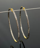 80mm/ 3” Gold Plated Diamond Hoop Earrings, 14K Gold Plated over Sterling Silver Pave Diamond Hoop Earrings, Large Hoop Stud Earrings