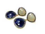 Rare Blue and Off White Sapphire Pave Diamond Earrings, Genuine Fancy Sapphire Earrings, Gemstone Jewelry , Gifts for Her