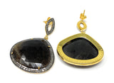 Fancy Sapphire Pave Diamond Earrings, Smoky Sapphire Earrings , Antique Look Gemstone Earrings, Gifts for Her
