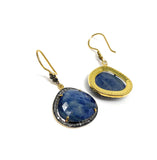 Pave Diamond Sapphire Earrings, Natural Blue Sapphire Gemstone Earrings, Victorian Jewelry, 1.80” x 1”