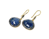 Pave Diamond Sapphire Earrings, Natural Blue Sapphire Gemstone Earrings, Victorian Jewelry, 1.80” x 1”