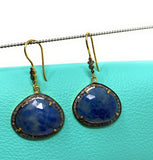 Pave Diamond Sapphire Earrings, Natural Blue Sapphire Gemstone Earrings, Victorian Jewelry, 1.80” x 1”