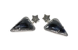 Rare Black Gray Pave Diamond Sapphire Earrings, Sapphire Gemstone Earrings, Victorian Jewelry