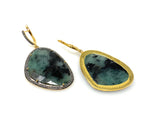 Genuine Emerald Pave Diamond Earrings, Natural Gemstone Earrings, Victorian Jewelry Gifts for Her