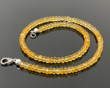16” Citrine Necklace with Pave Diamond Clasp, Spiritual Healing Gemstone Jewelry, Crystal Beaded Chakra Necklace, November Birthstone Gifts