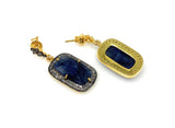 Blue Sapphire Gemstone Pave Diamond Earrings, Spiritual Healing Chakra Jewelry, September Birthstone Gifts, Protection Jewelry