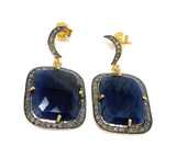 Akstar Gems handcrafted natural blue sapphire earrings with genuine diamonds