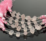 5 Pcs Rose Quartz Double Terminated Point Beads for Jewelry Making, Hand Carved Rose Quartz Gemstone Beads for Wire Wrapping. 6x12mm