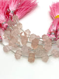 5 Pcs Rose Quartz Double Terminated Point Beads for Jewelry Making, Hand Carved Rose Quartz Gemstone Beads for Wire Wrapping. 6x12mm
