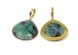 Genuine Pave Diamond Emerald Earrings, Emerald Hoop Earrings, Gifts for Her