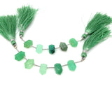 5 Pcs Chrysoprase Double Terminated Beads, Hand Carved Chrysoprase Gemstone Fancy Shape Beads for Jewelry Making, 6x12mm