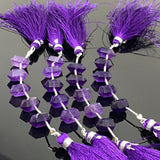 5 Pcs Amethyst Double Terminated Beads, Hand Carved Amethyst Gemstone Fancy Shape Beads for Wire Wrapping, 6x12mm