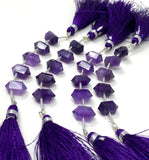 5 Pcs Amethyst Double Terminated Beads, Hand Carved Amethyst Gemstone Fancy Shape Beads for Wire Wrapping, 6x12mm