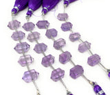 5 Pcs Amethyst Double Terminated Beads, Hand Carved Light Purple Amethyst Gemstone Fancy Shape Wand Beads for Jewelry Making , 6x12mm