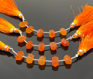 5 Pcs Carnelian Double Terminated Beads, Hand Carved Carnelian Gemstone Fancy Shape Beads for Wire Wrapping, 6x12mm