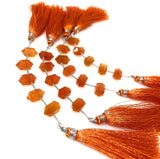 5 Pcs Carnelian Double Terminated Beads, Hand Carved Carnelian Gemstone Fancy Shape Beads for Wire Wrapping, 6x12mm