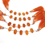 5 Pcs Carnelian Double Terminated Beads, Hand Carved Carnelian Gemstone Fancy Shape Beads for Wire Wrapping, 6x12mm