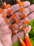 5 Pcs Carnelian Double Terminated Beads, Hand Carved Carnelian Gemstone Fancy Shape Beads for Wire Wrapping, 6x12mm