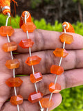 5 Pcs Carnelian Double Terminated Beads, Hand Carved Carnelian Gemstone Fancy Shape Beads for Wire Wrapping, 6x12mm