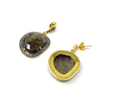 Pave Diamond Fancy Sapphire Earrings, Rare Natural Smokey Sapphire Earrings , Victorian Jewelry Gifts for Her