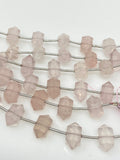5 Pcs Rose Quartz Double Terminated Point Beads for Jewelry Making, Hand Carved Rose Quartz Gemstone Beads for Wire Wrapping. 6x12mm