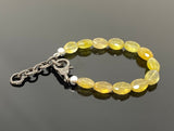 Natural Yellow Sapphire Gemstone Bracelet, Pave Diamond Adjustable Bracelet, Sapphire Jewelry, November Birthstone Jewelry