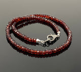 16.75” Garnet Pave Diamond Necklace , Genuine Garnet Beaded Handmade Necklace, January Birthstone Jewelry