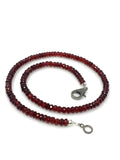16.75” Garnet Pave Diamond Necklace , Genuine Garnet Beaded Handmade Necklace, January Birthstone Jewelry
