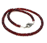 16.75” Garnet Pave Diamond Necklace , Genuine Garnet Beaded Handmade Necklace, January Birthstone Jewelry