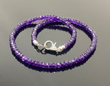 16.75” Amethyst Pave Diamond Necklace , Genuine Amethyst Beaded Handmade Necklace, February Birthstone Jewelry