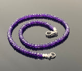 16.75” Amethyst Pave Diamond Necklace , Genuine Amethyst Beaded Handmade Necklace, February Birthstone Jewelry