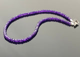 16.75” Amethyst Pave Diamond Necklace , Genuine Amethyst Beaded Handmade Necklace, February Birthstone Jewelry