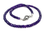 16.75” Amethyst Pave Diamond Necklace , Genuine Amethyst Beaded Handmade Necklace, February Birthstone Jewelry